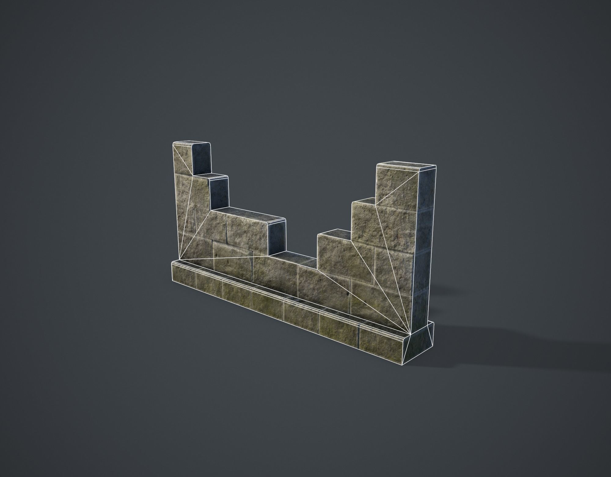 Broken Wall Low-poly 3D model_10