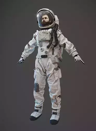Spacesuit astronaut character with head and hair model 3D model
