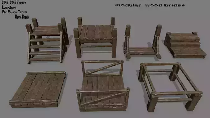 Wood  Bridge  1 Low-poly 3D model