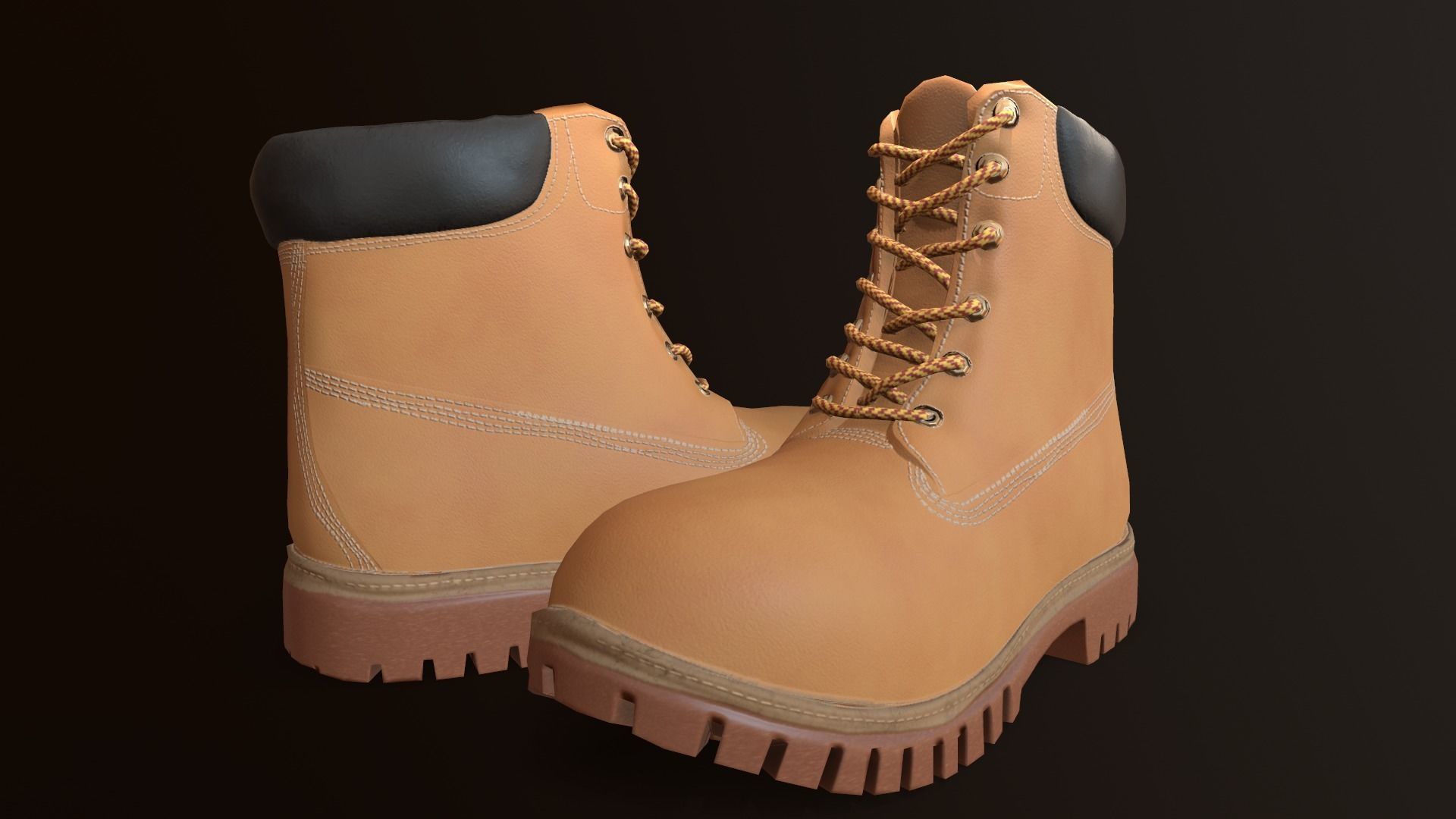 Hiking boots Low-poly 3D model_5