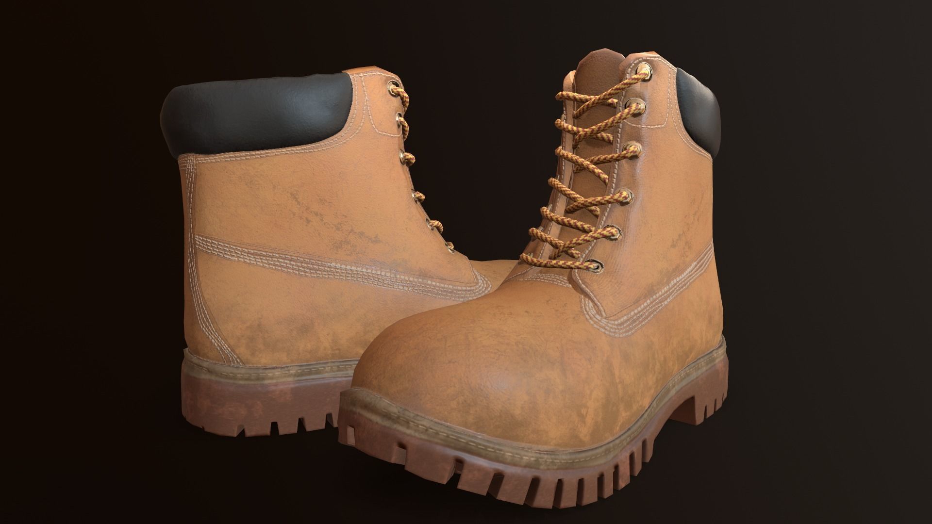 Hiking boots Low-poly 3D model_6