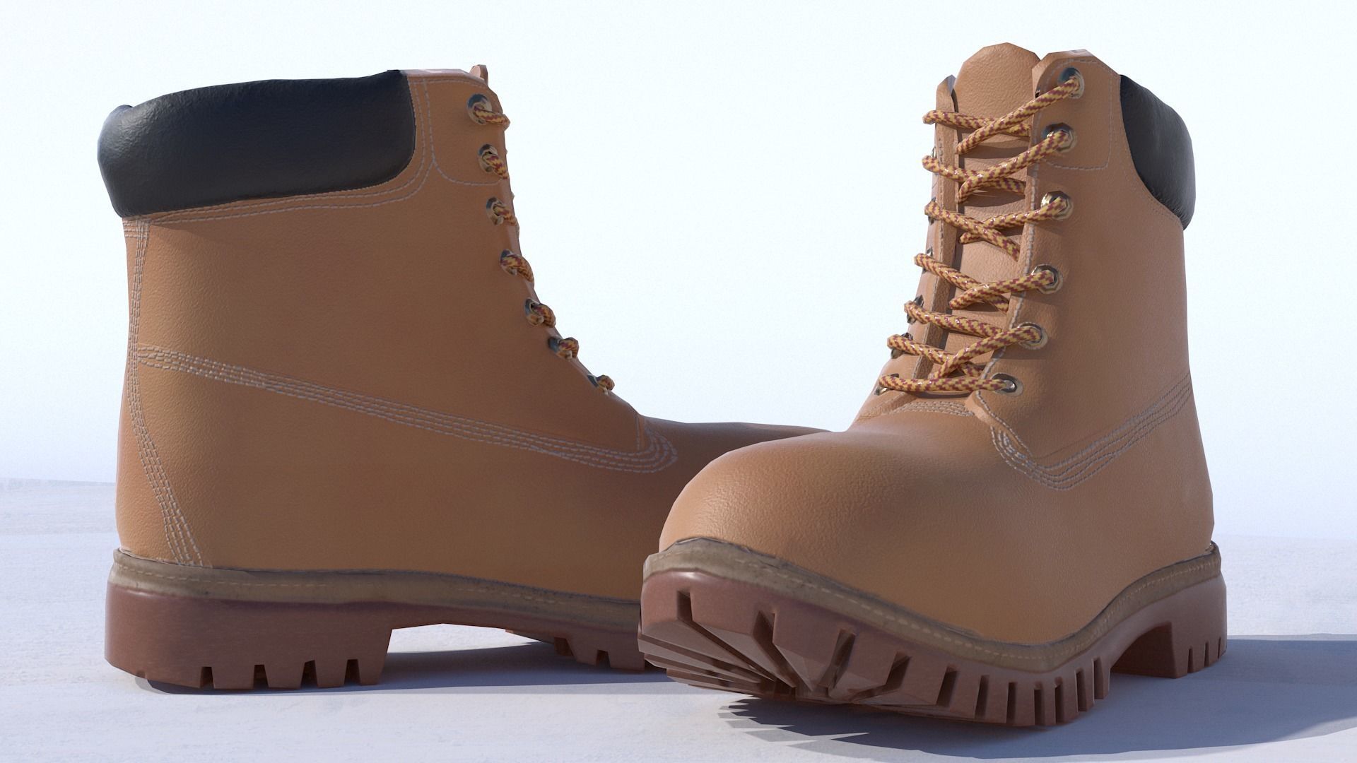 Hiking boots Low-poly 3D model_4