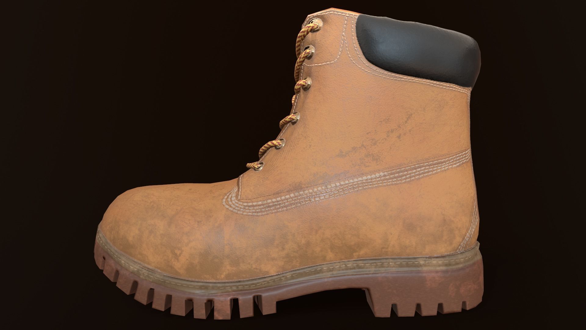 Hiking boots Low-poly 3D model_8