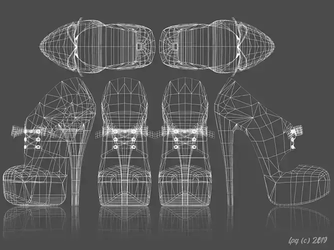 High Heel Platform Shoes Low-poly 3D model