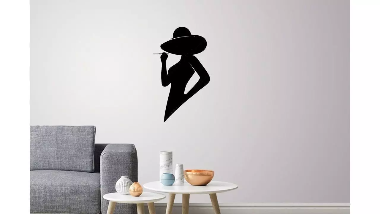 Silhouette lady profile wall Art 3D print model_0