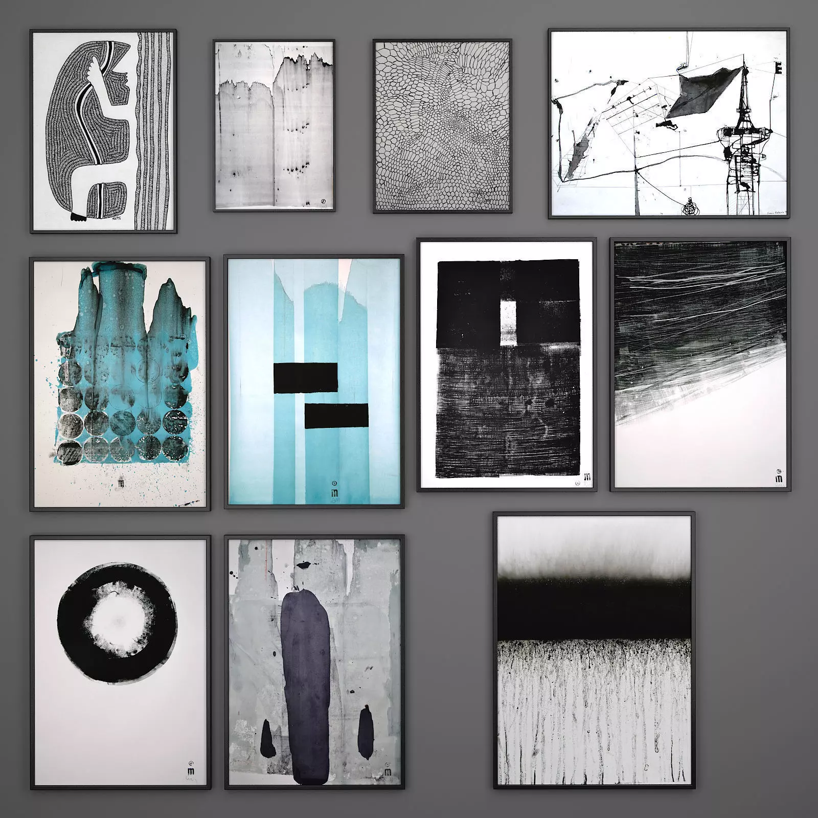 Collection of paintings Set 6 3D model_0