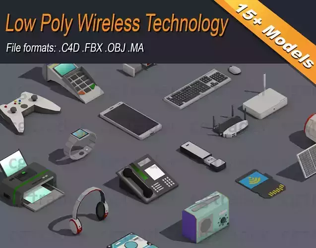 Low Poly Wireless Technology Isometric Low-poly 3D model