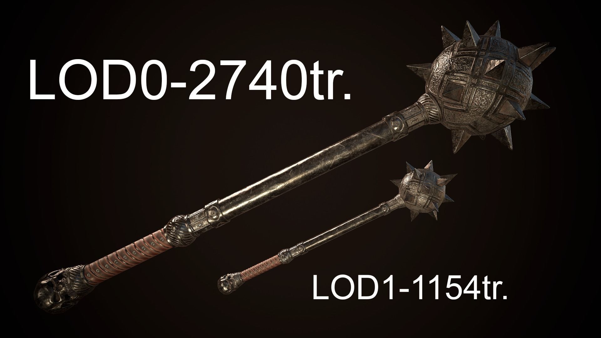 Mace 01 Low-poly 3D model_8