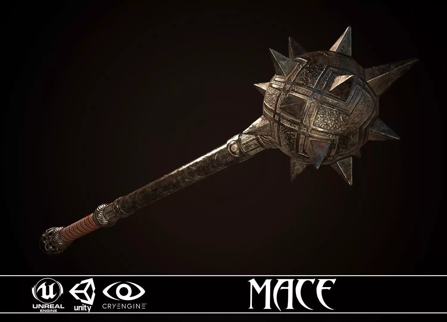 Mace 01 Low-poly 3D model_0