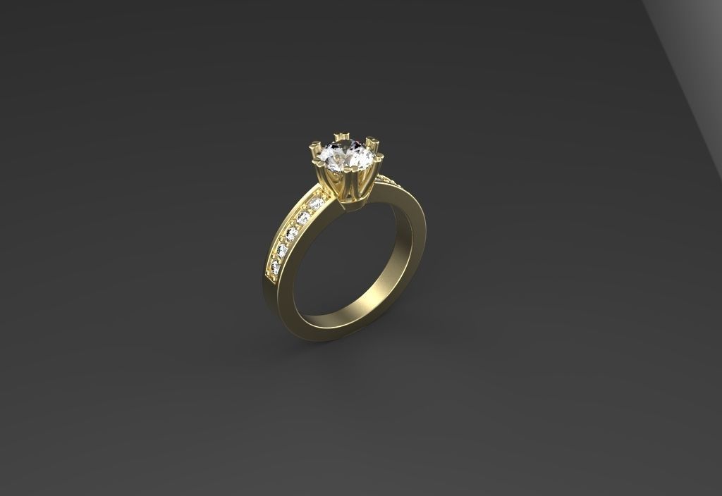 solitaire ring 2158 3D print model_2