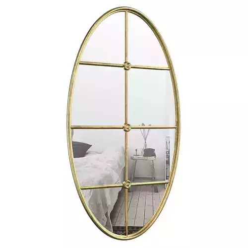Mullion Detail Oval Decorative Wall Mirror THDS1193