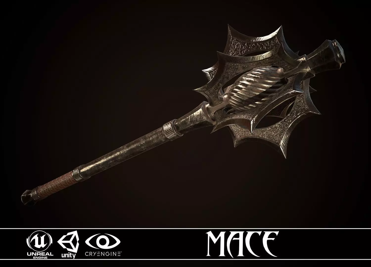 Mace 02 Low-poly 3D model_0