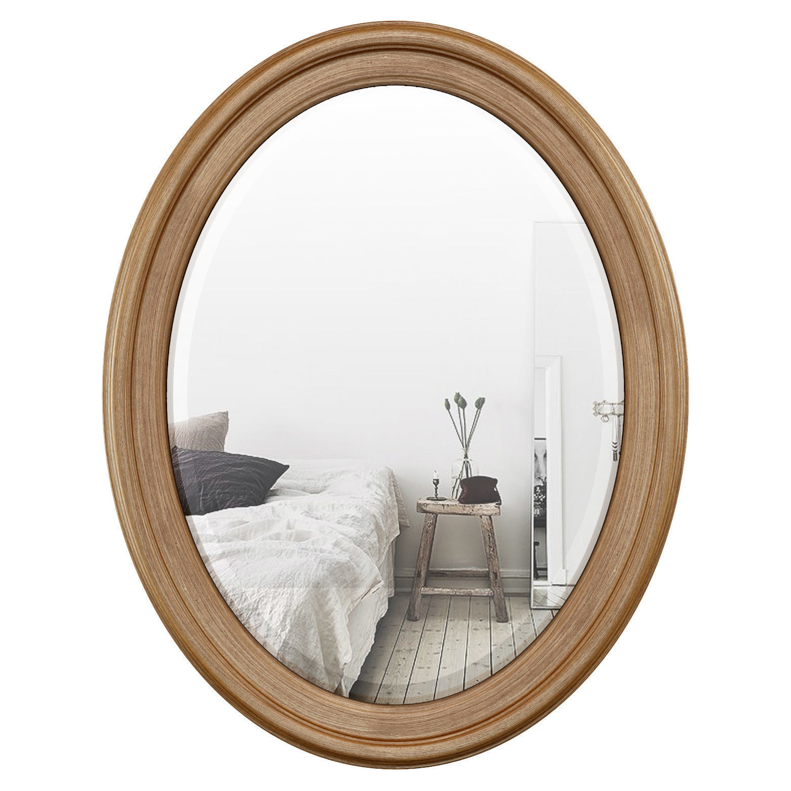 Oval Wood Wall Mirror DBHC4231 3D model_1