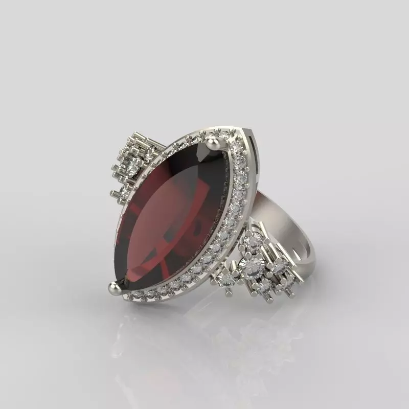 Women ring with gems 3dm stl vintage 3D print model