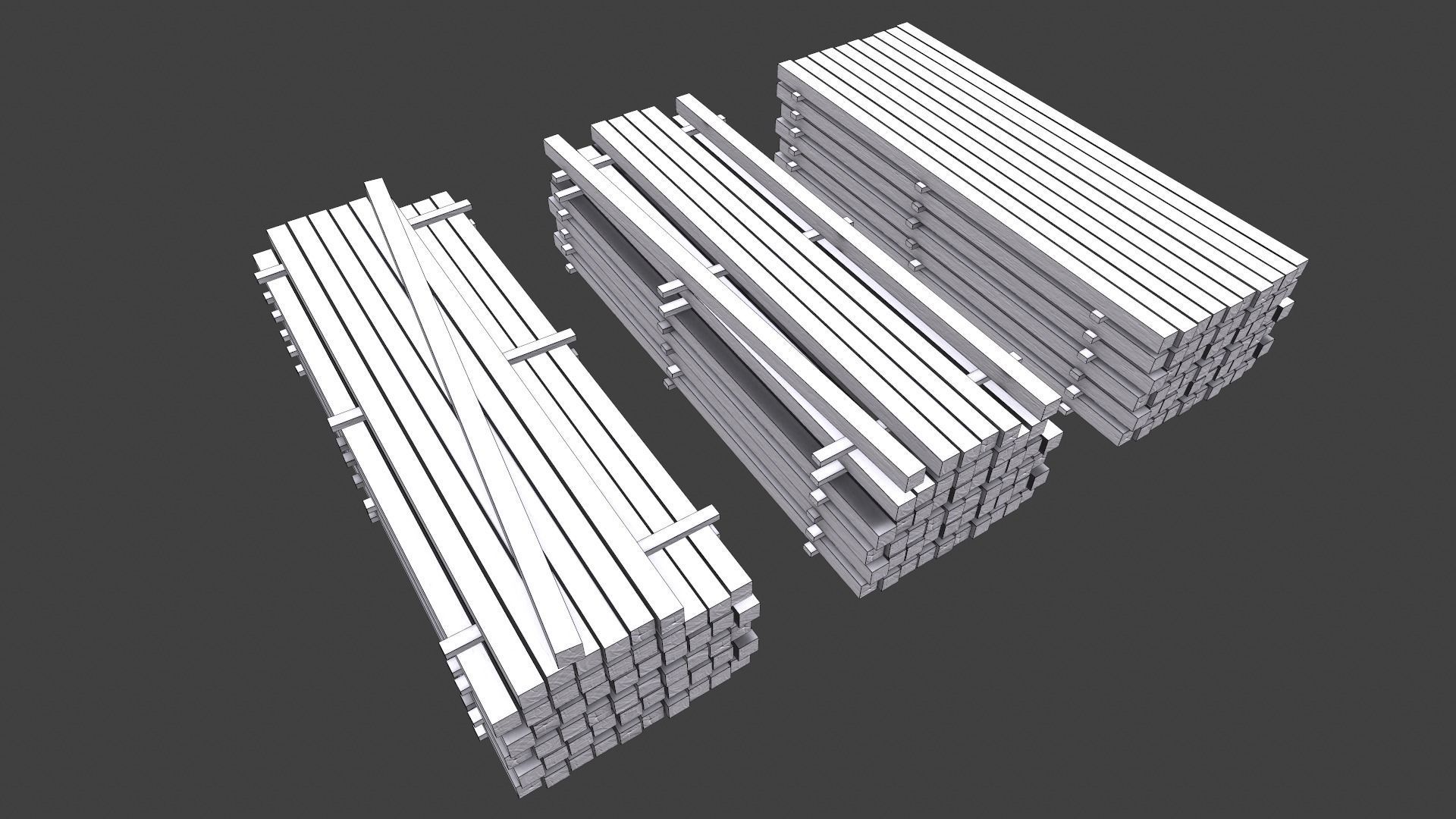 Wooden Beams Low-poly 3D model_19