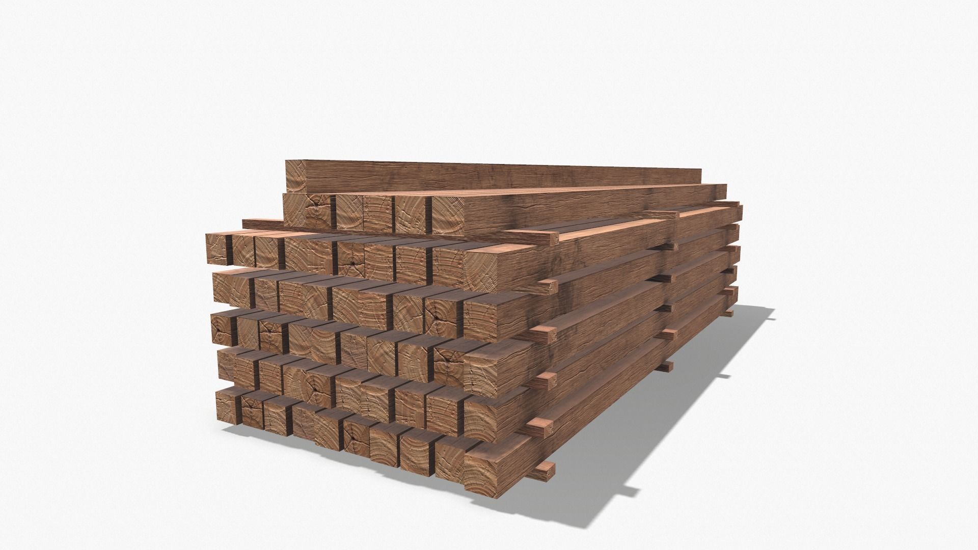 Wooden Beams Low-poly 3D model_14