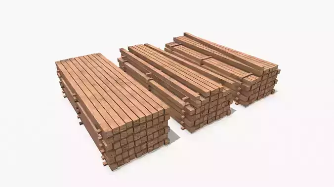 Wooden Beams Low-poly 3D model