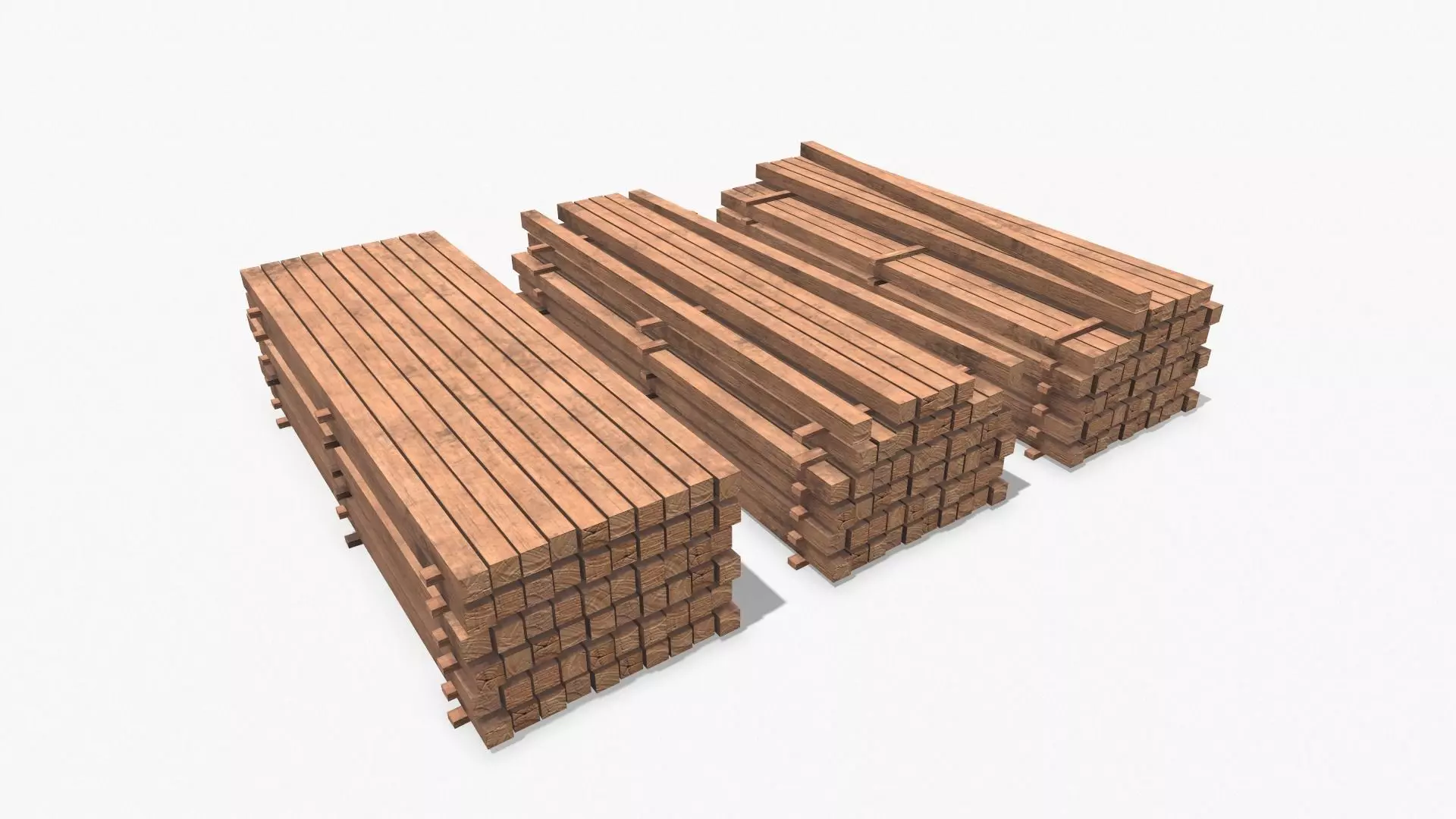 Wooden Beams Low-poly 3D model_0