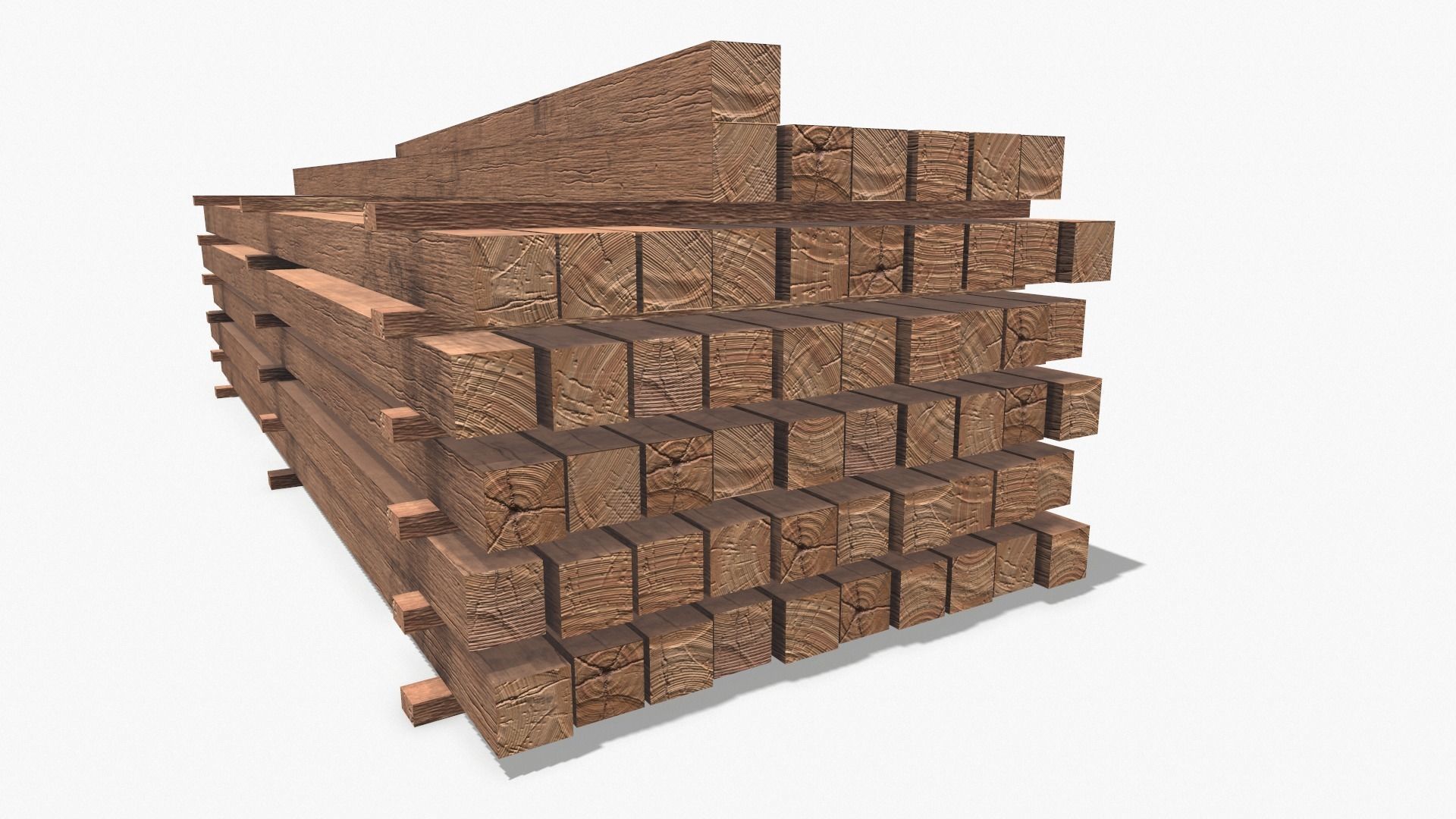 Wooden Beams Low-poly 3D model_15