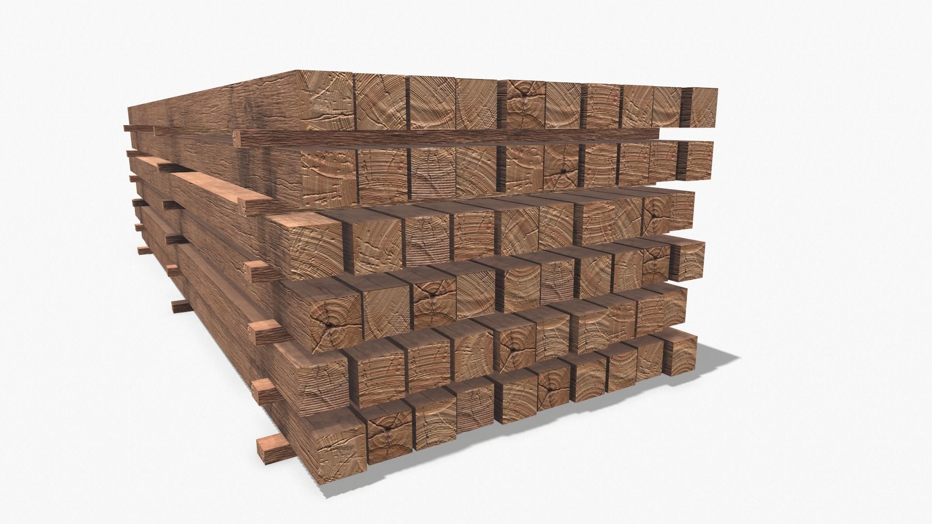Wooden Beams Low-poly 3D model_17