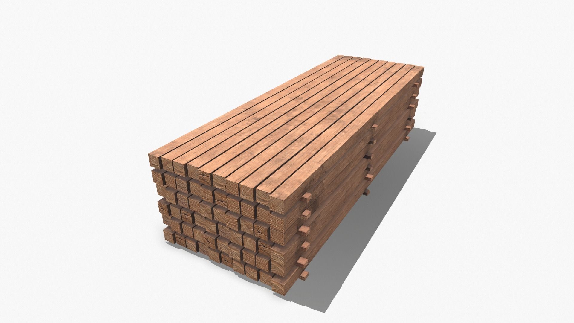 Wooden Beams Low-poly 3D model_11