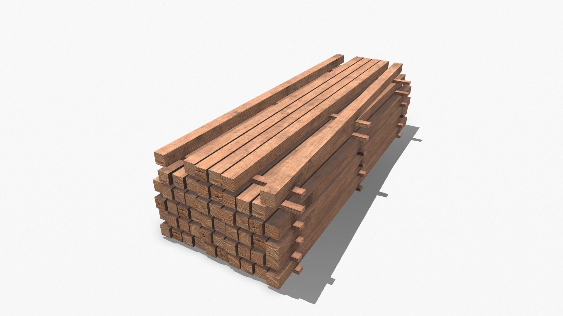 Wooden Beams Low-poly 3D model_10