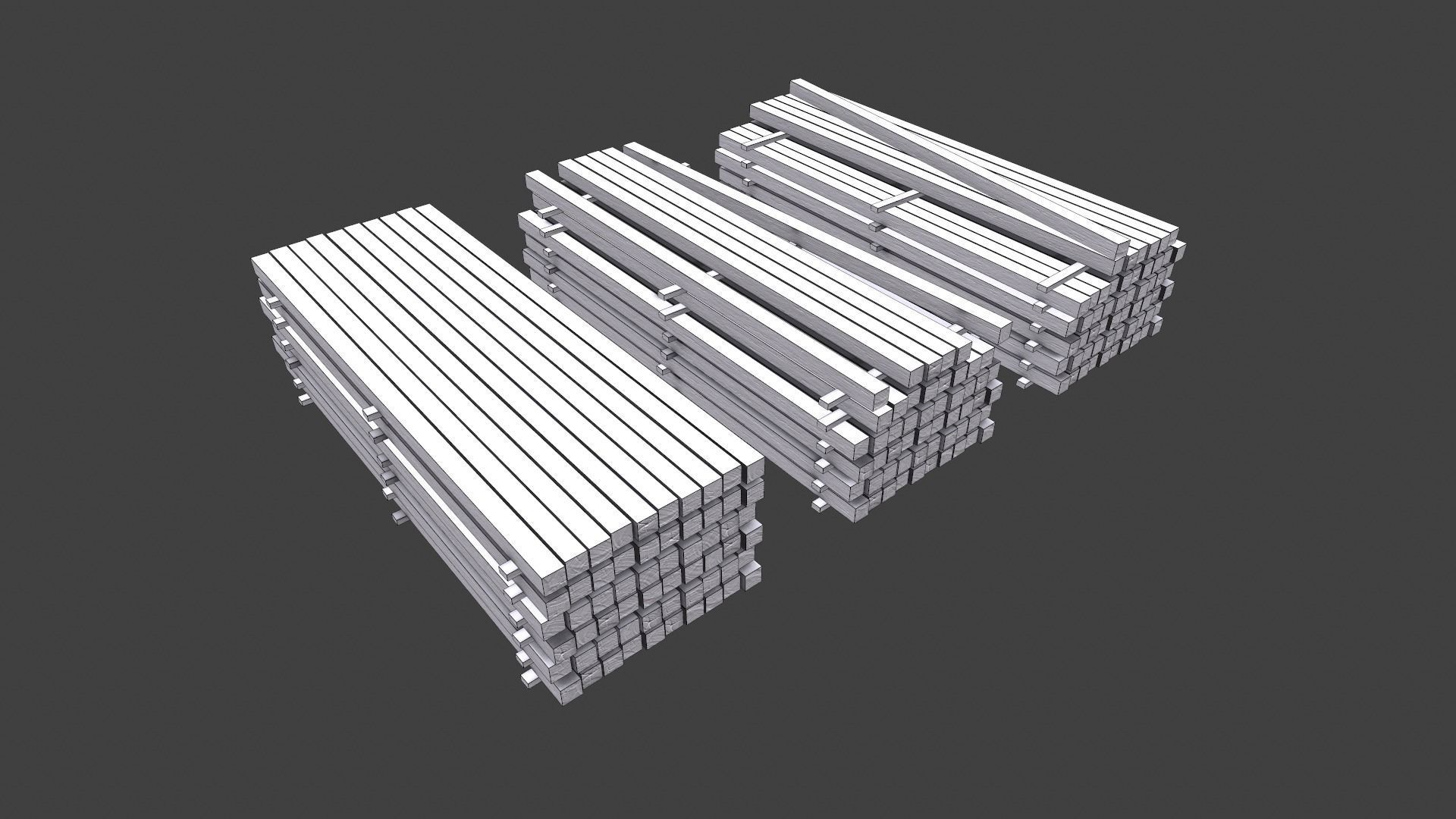 Wooden Beams Low-poly 3D model_18