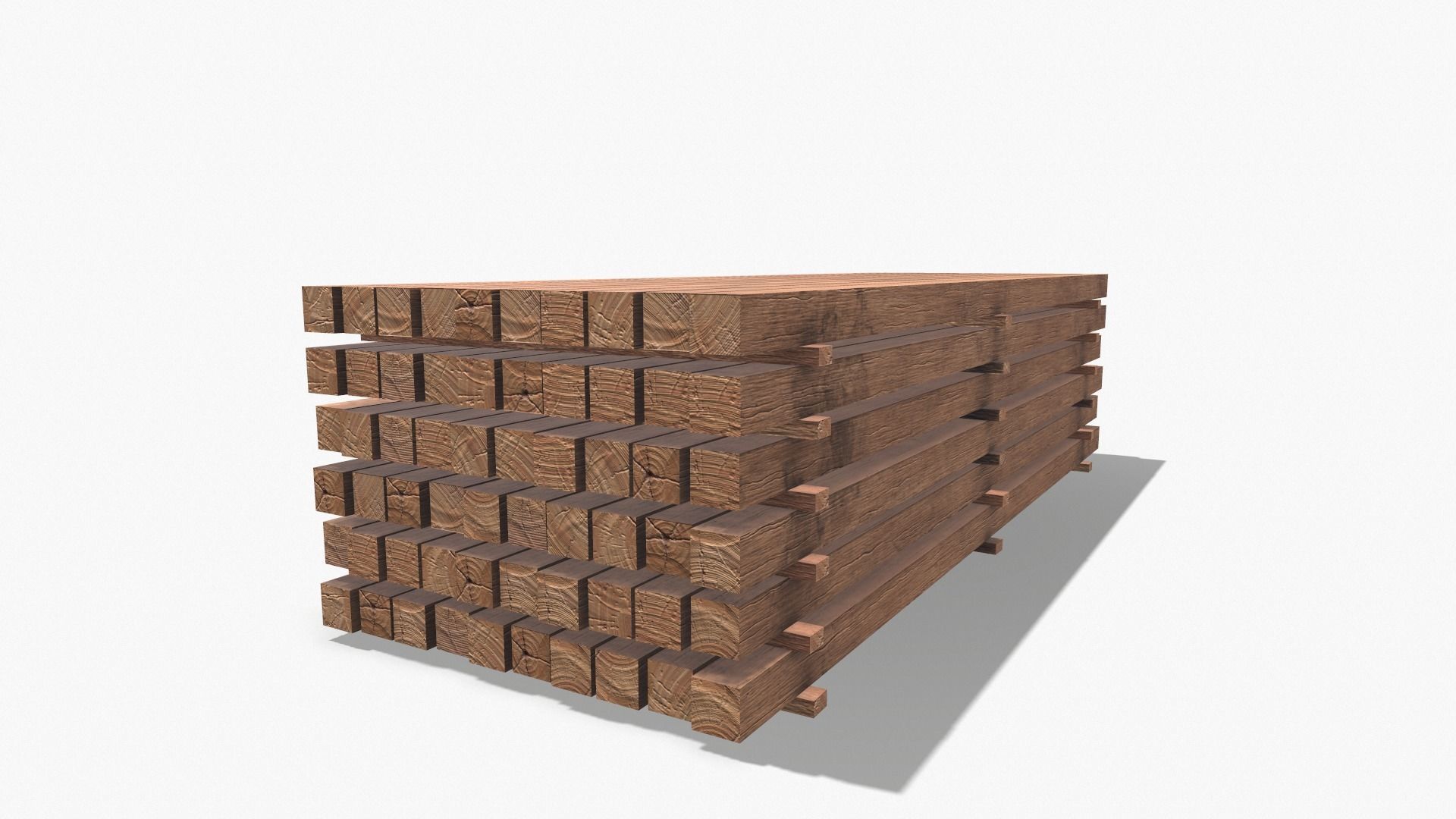Wooden Beams Low-poly 3D model_12