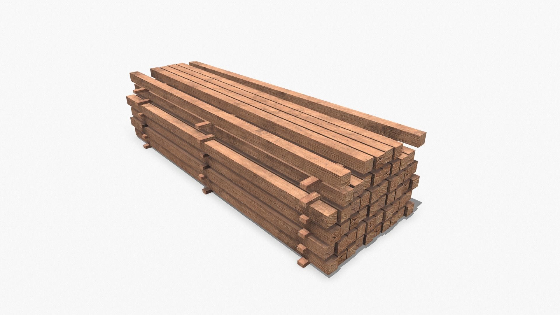 Wooden Beams Low-poly 3D model_7