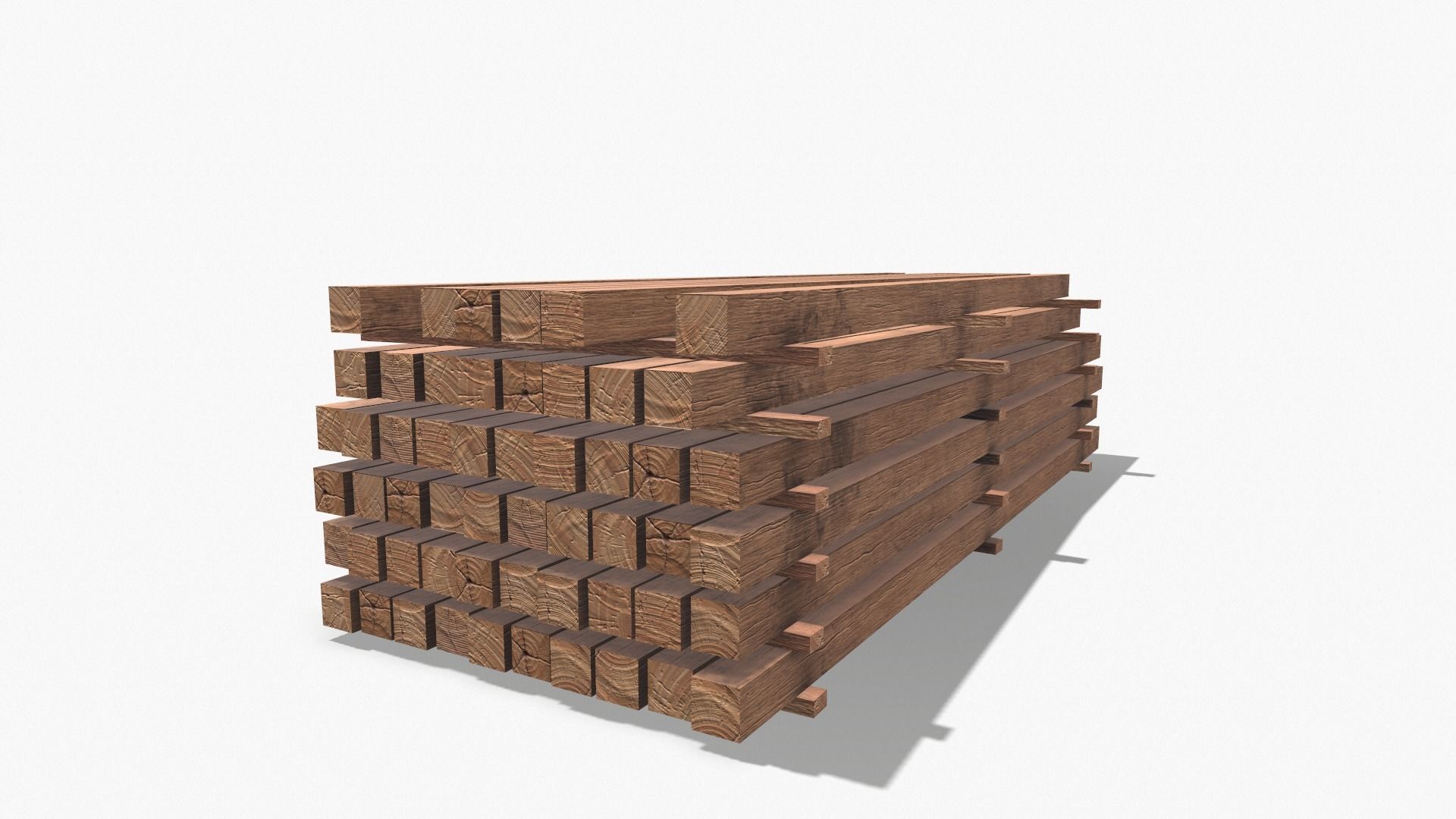 Wooden Beams Low-poly 3D model_13