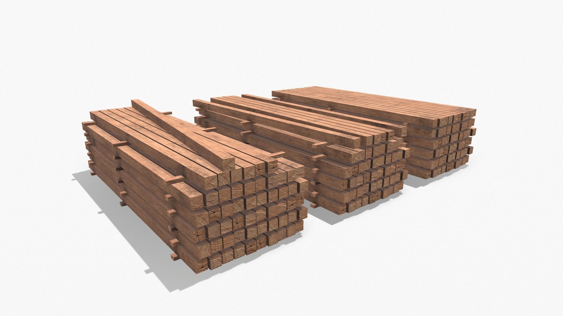 Wooden Beams Low-poly 3D model_5