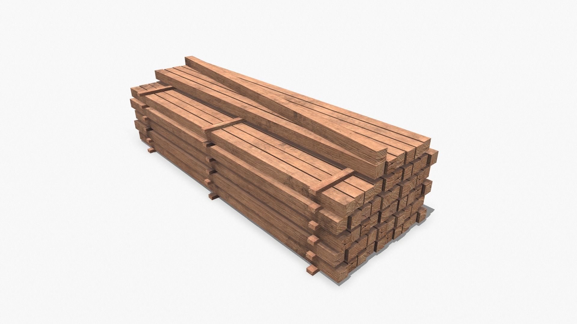 Wooden Beams Low-poly 3D model_8