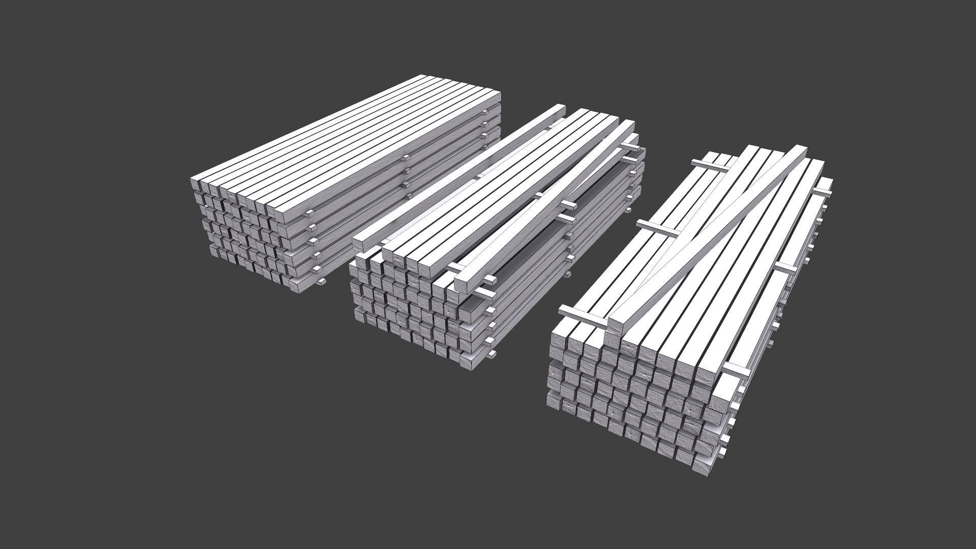 Wooden Beams Low-poly 3D model_20