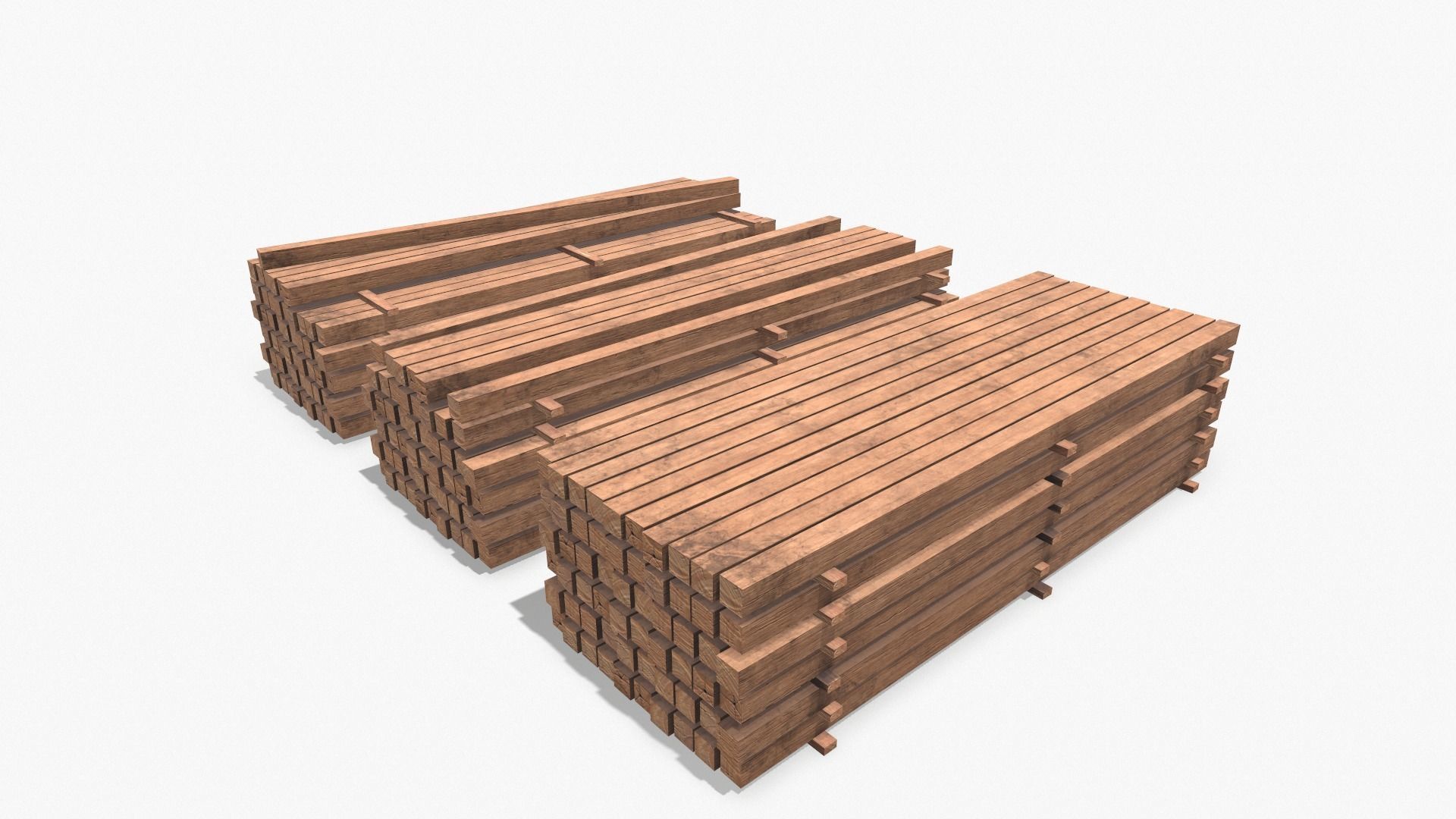 Wooden Beams Low-poly 3D model_3