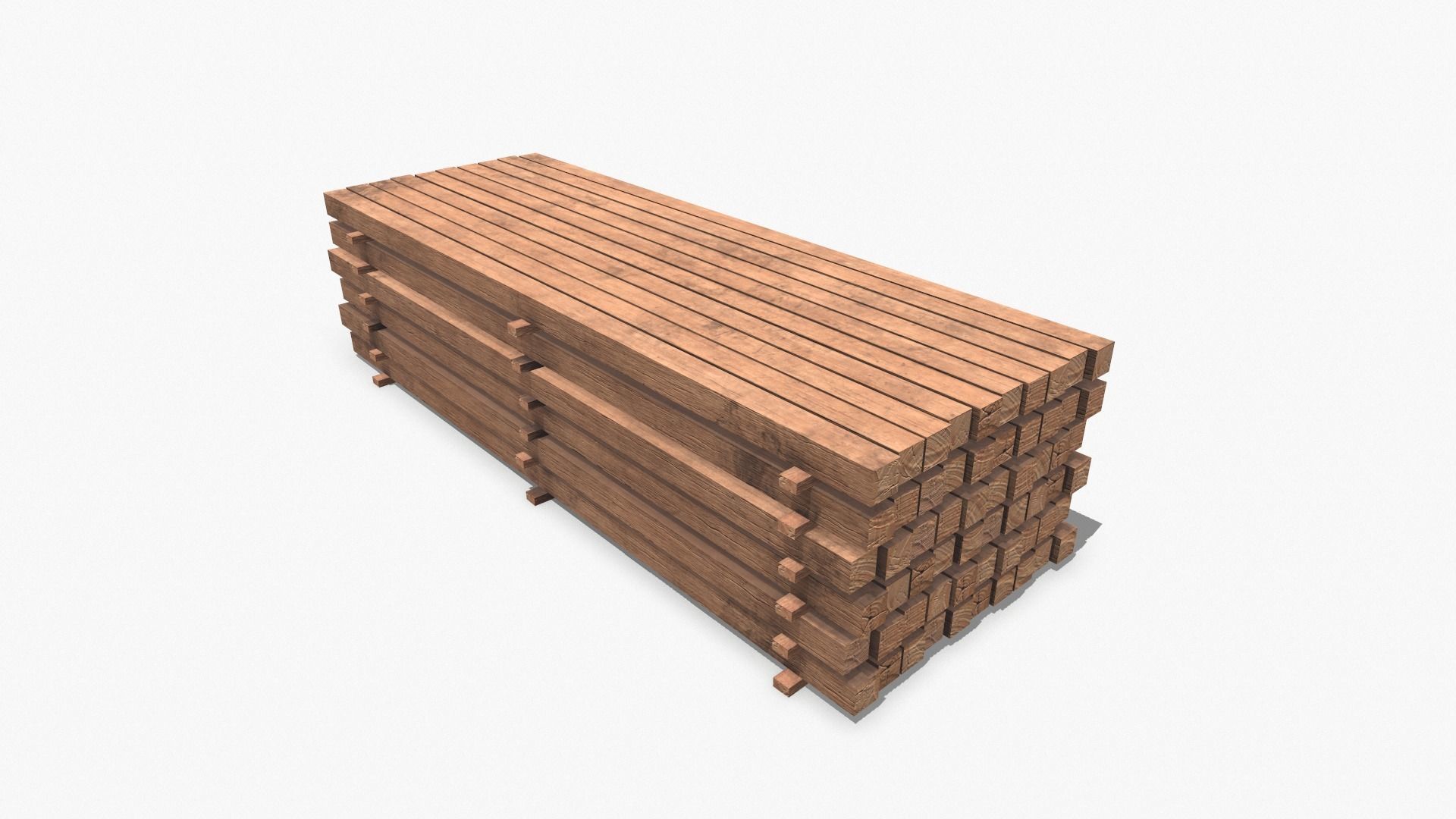 Wooden Beams Low-poly 3D model_6