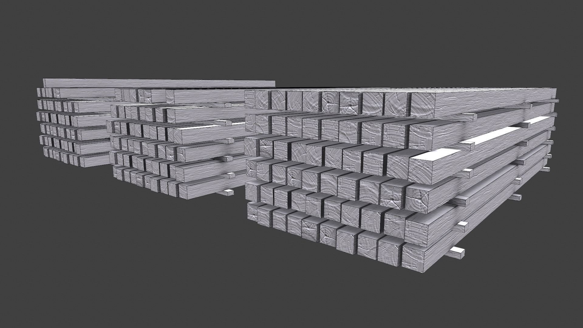 Wooden Beams Low-poly 3D model_22