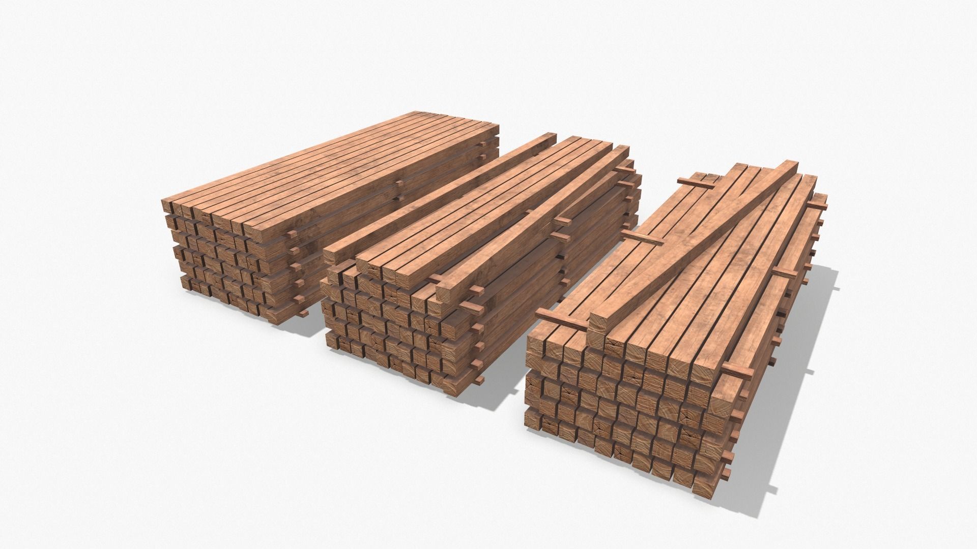 Wooden Beams Low-poly 3D model_4