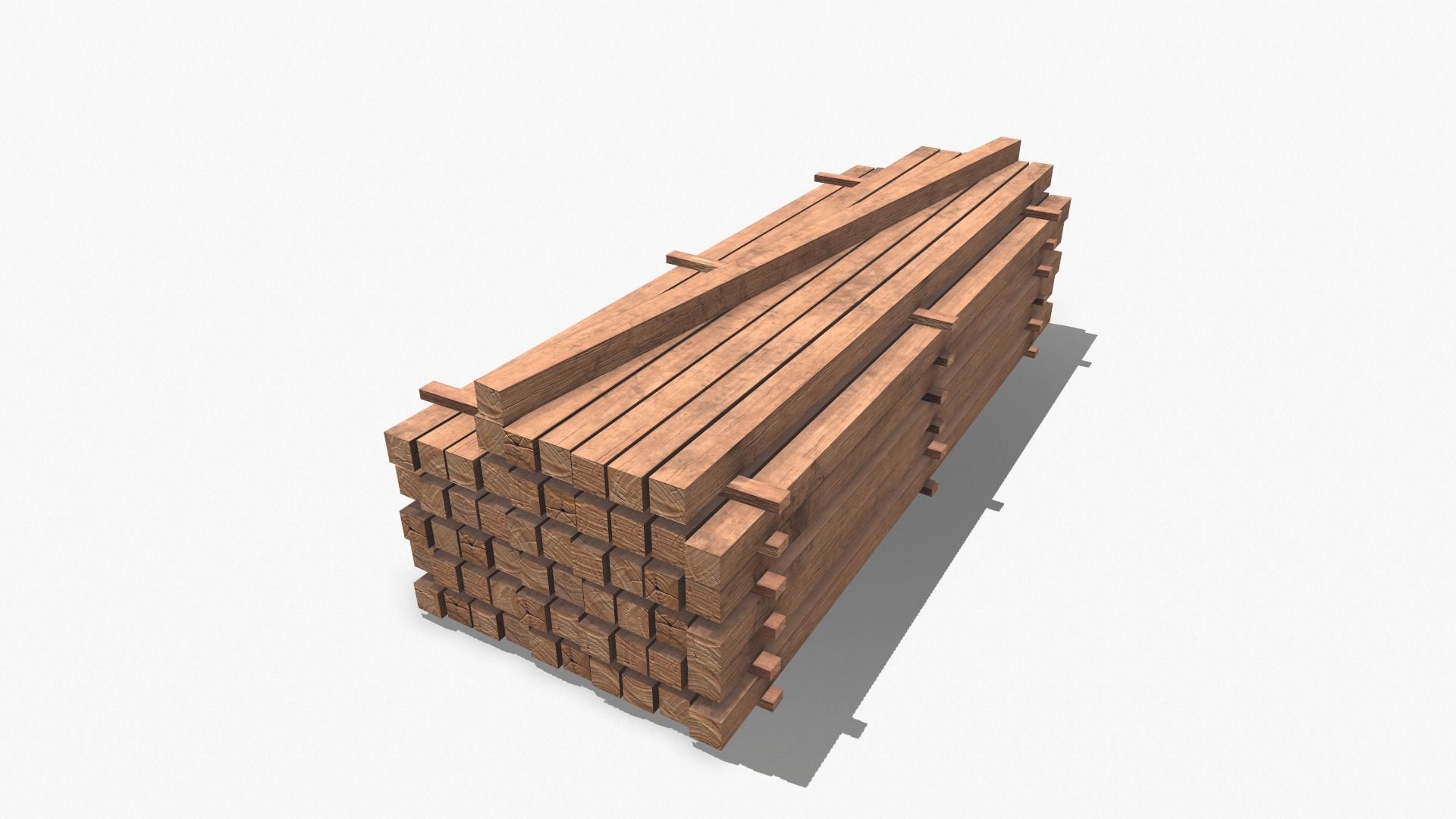 Wooden Beams Low-poly 3D model_9