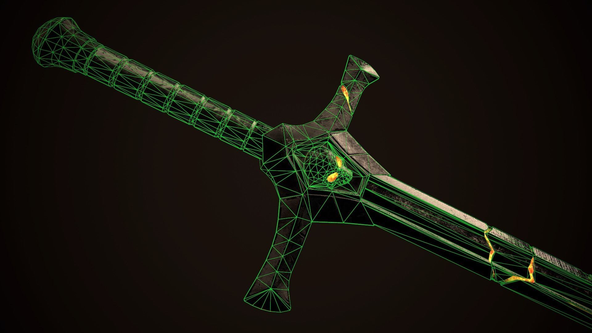 Sword 02 Low-poly 3D model_8