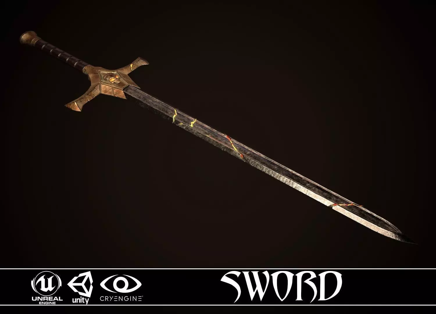 Sword 02 Low-poly 3D model_0