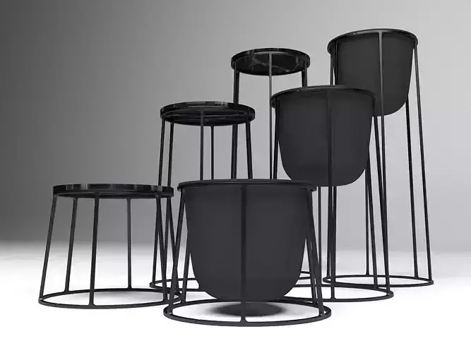 Wire Plant Pot and Wire Side Table