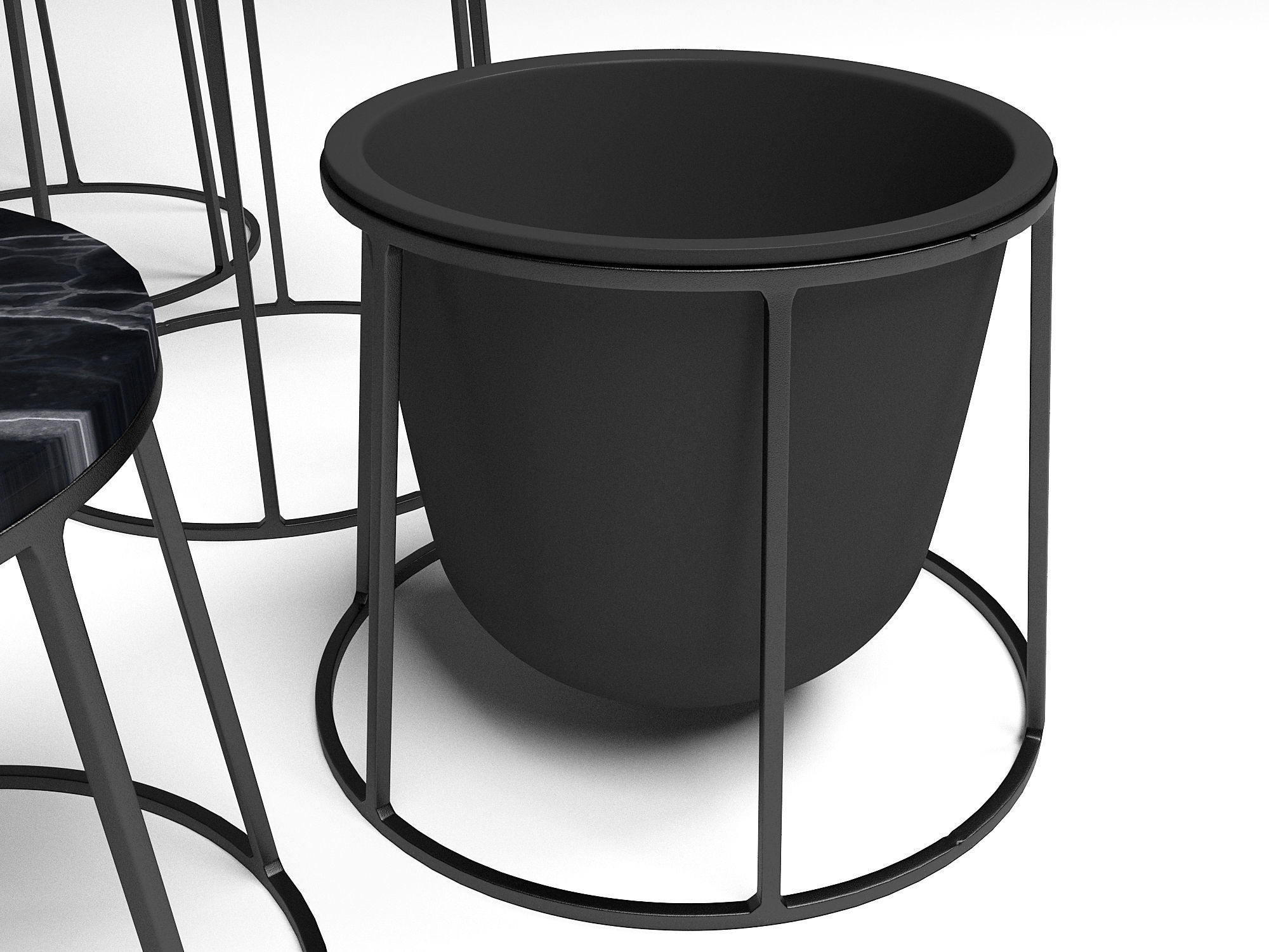 Wire Plant Pot and Wire Side Table 3D model_10