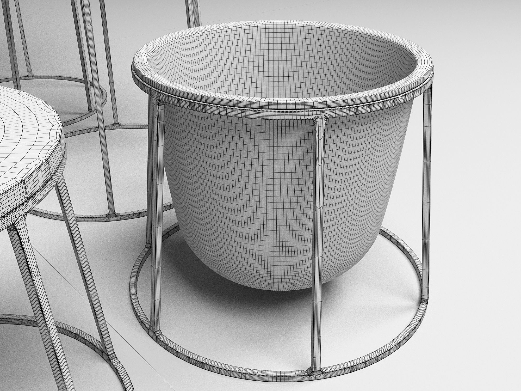 Wire Plant Pot and Wire Side Table 3D model_11