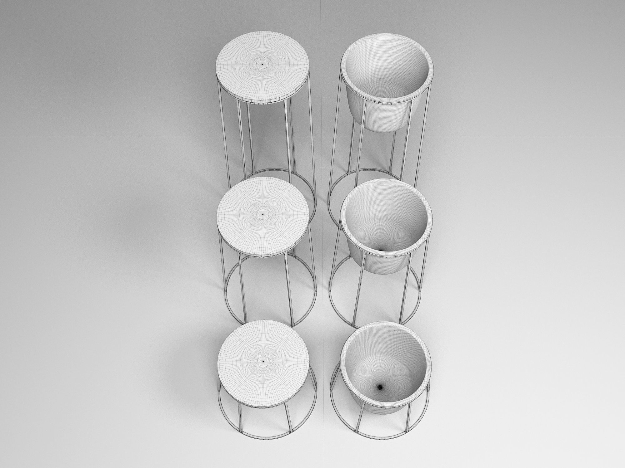 Wire Plant Pot and Wire Side Table 3D model_3
