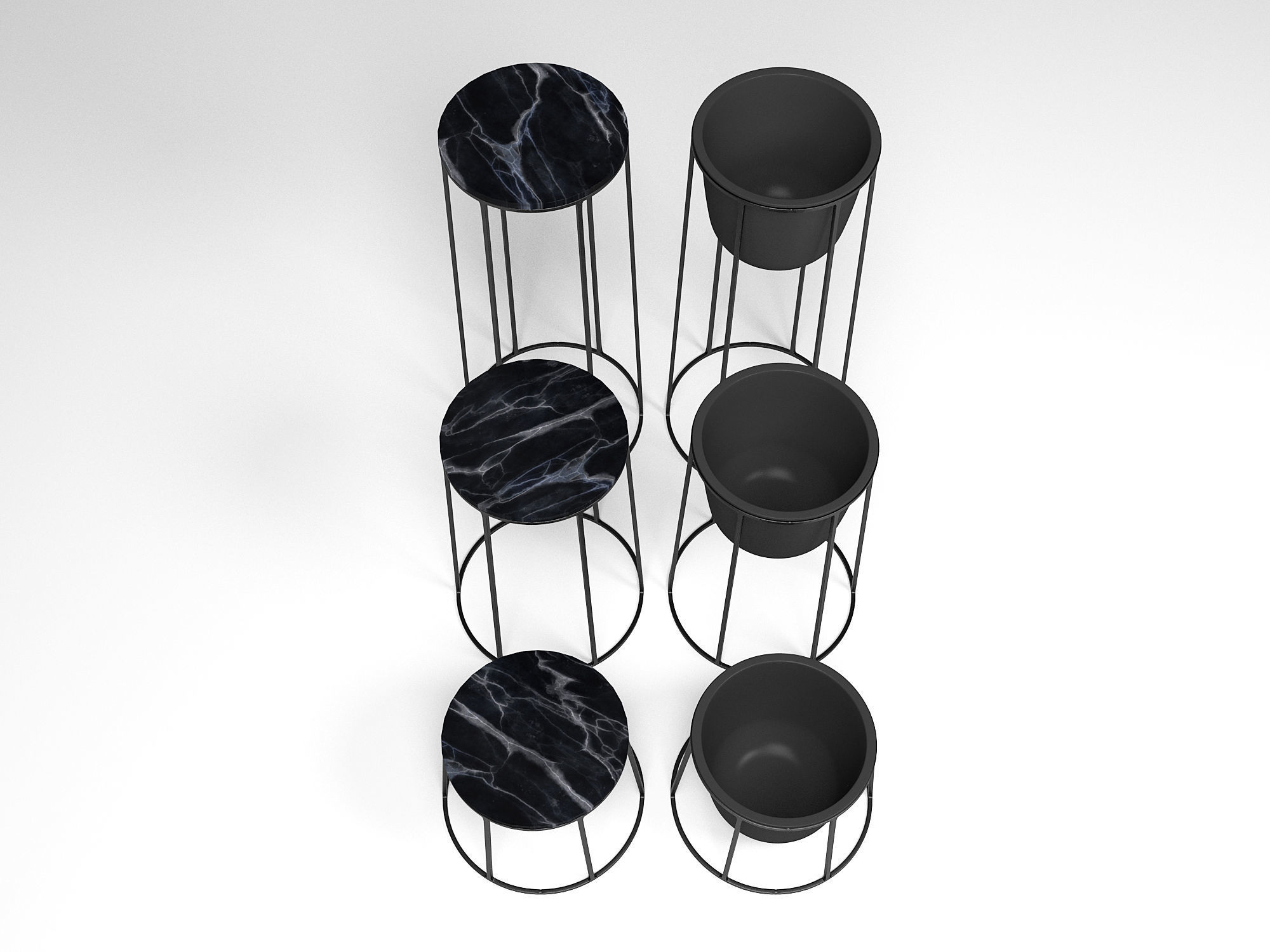 Wire Plant Pot and Wire Side Table 3D model_2