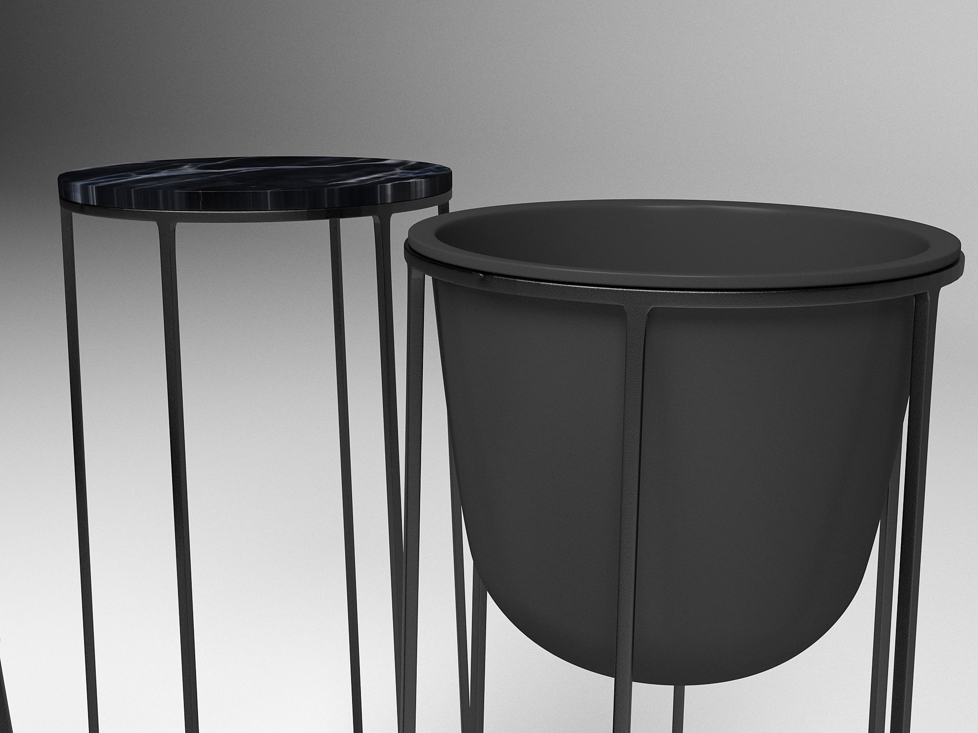 Wire Plant Pot and Wire Side Table 3D model_6