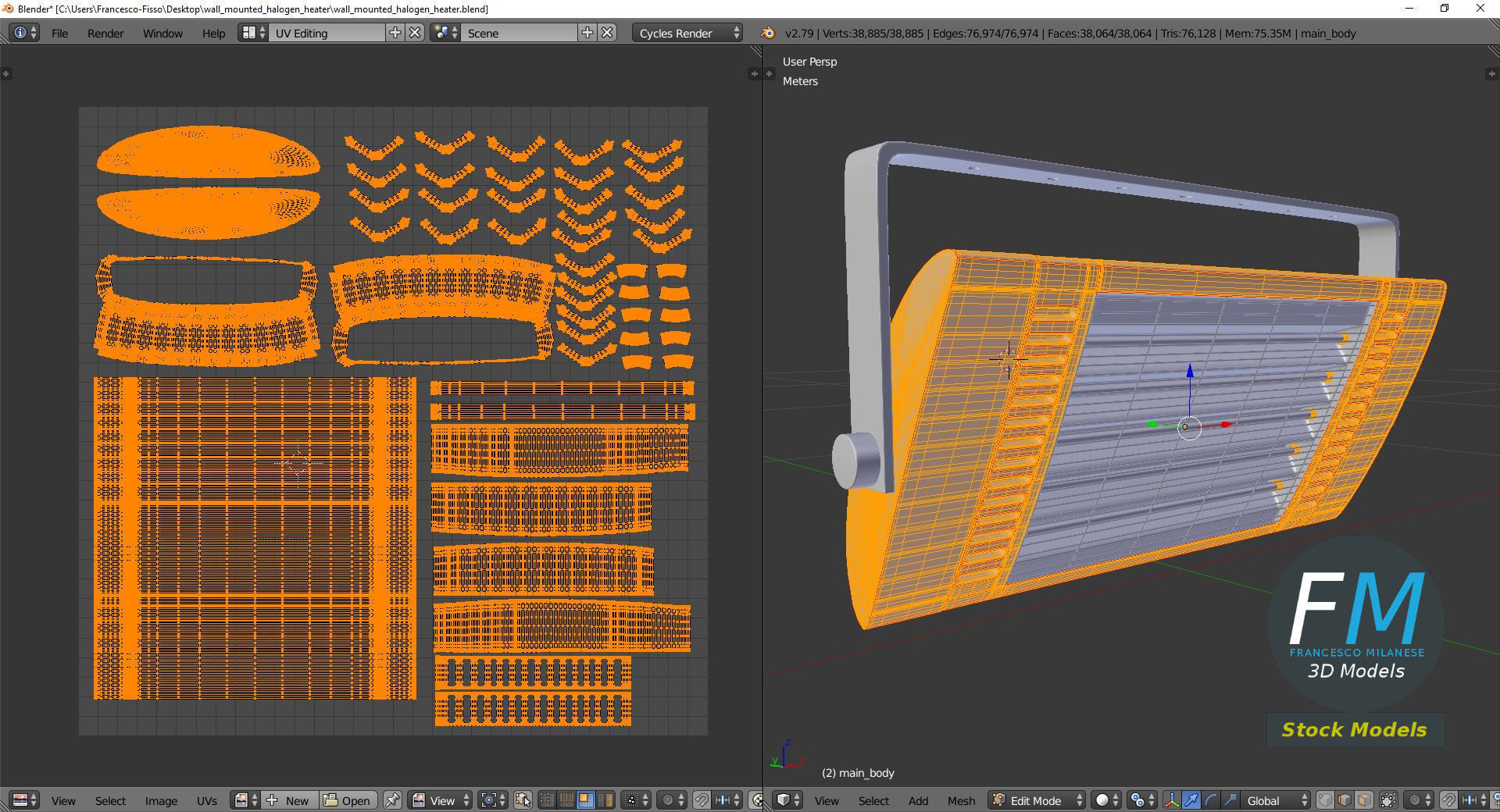 Wall mounted halogen heater 3D model_10