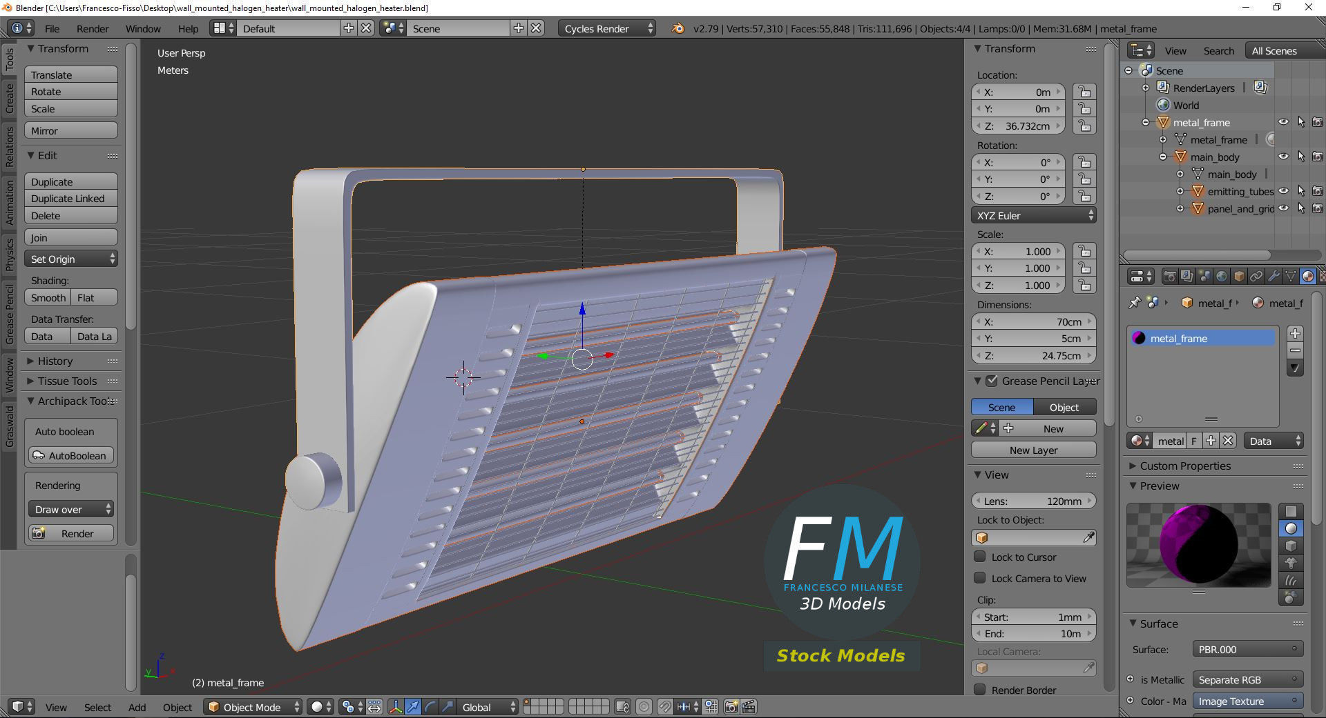 Wall mounted halogen heater 3D model_9