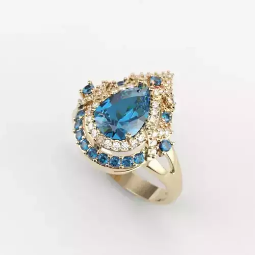 Women ring with gems 3dm stl vintage 3D print model