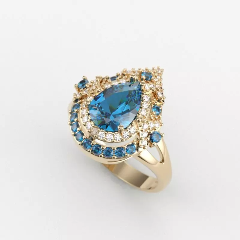 Women ring with gems 3dm stl vintage 3D print model_0